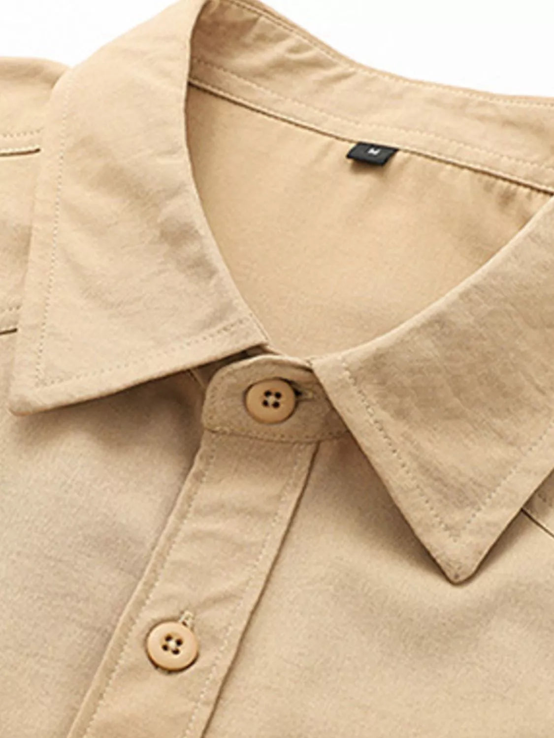 Men's Solid Color Long Sleeve Button-Up Shirt - cas7m