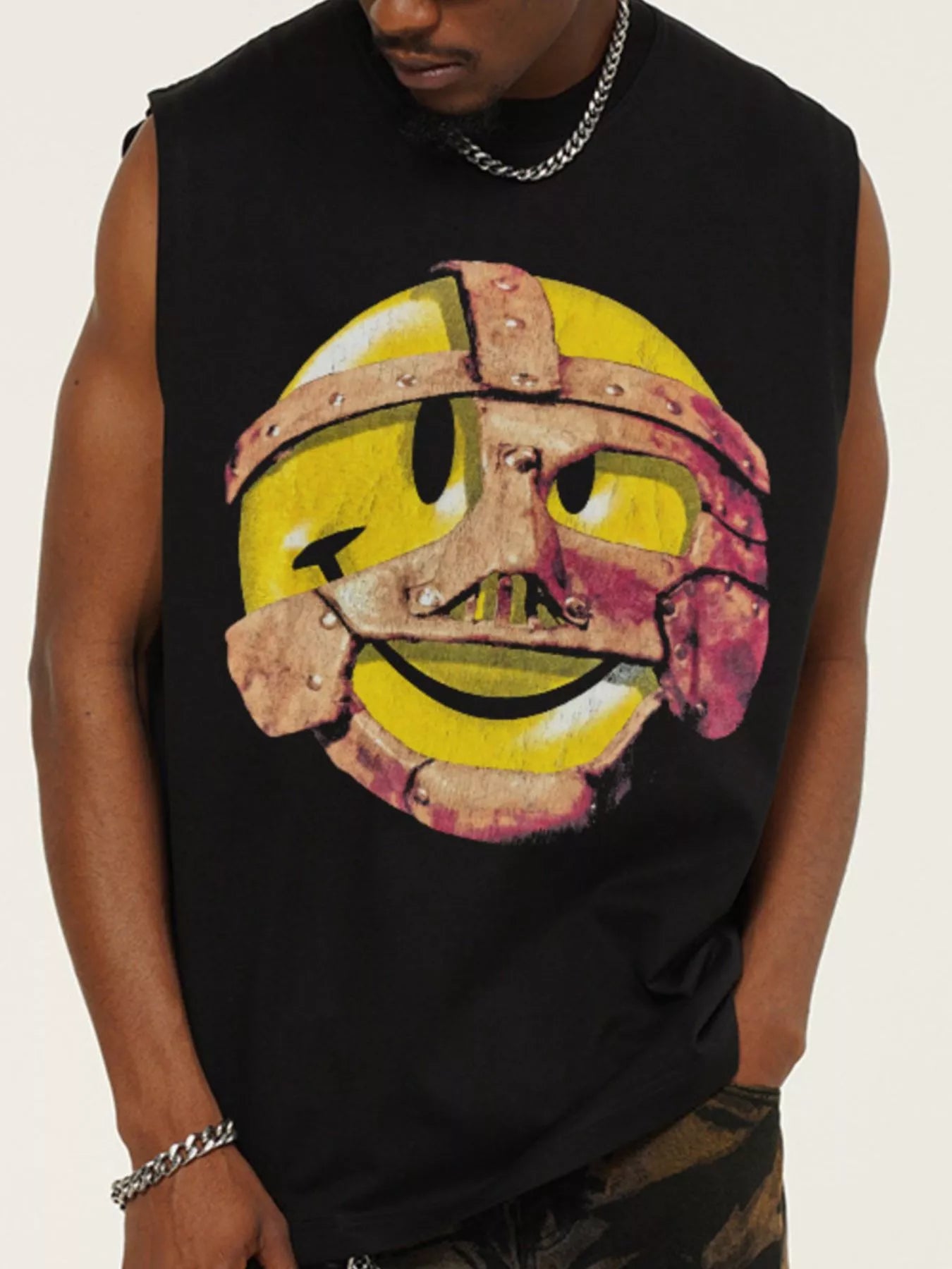 Men's Graphic Round Neck Tank Top - cas7m