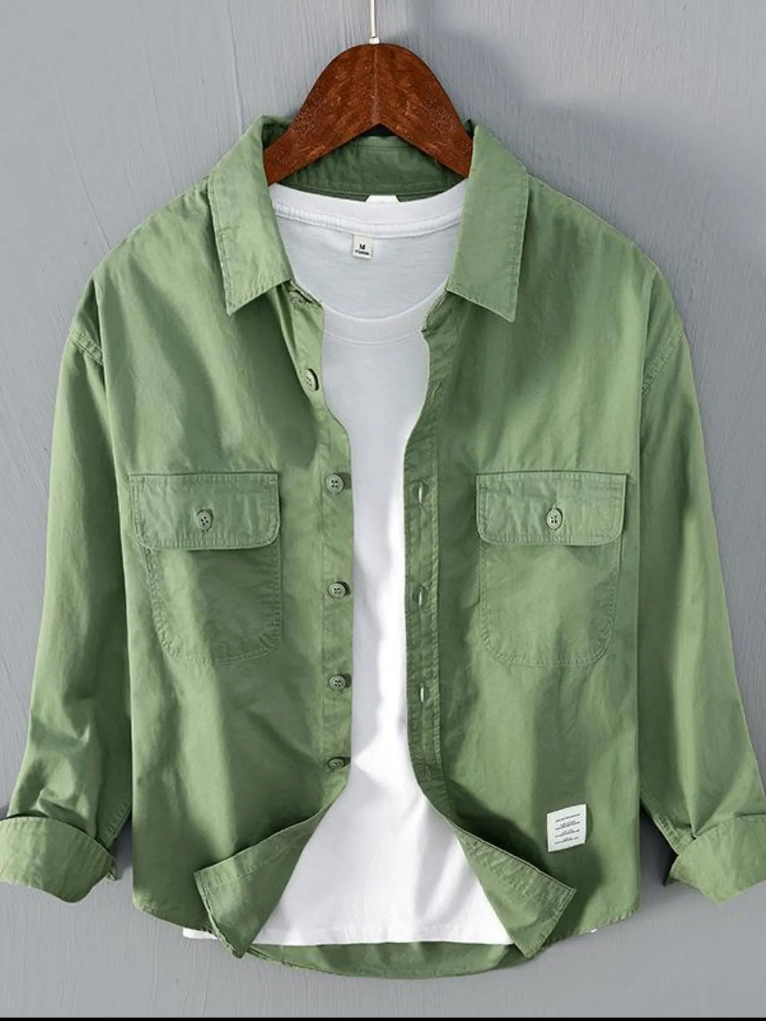 Men's Plus Size Button Up Long Sleeve Shirt - cas7m