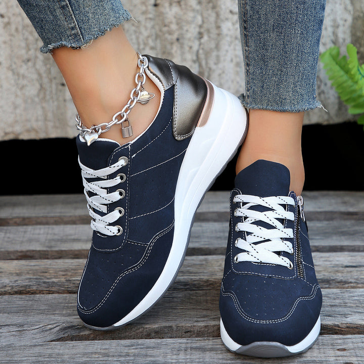 Fashion Lace-up Sneakers Women Cozy Tinck-soled Sports Shoes - cas7m