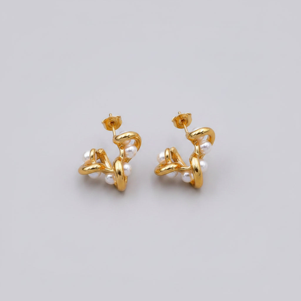 18K Gold-Plated Pearl Earrings - cas7m