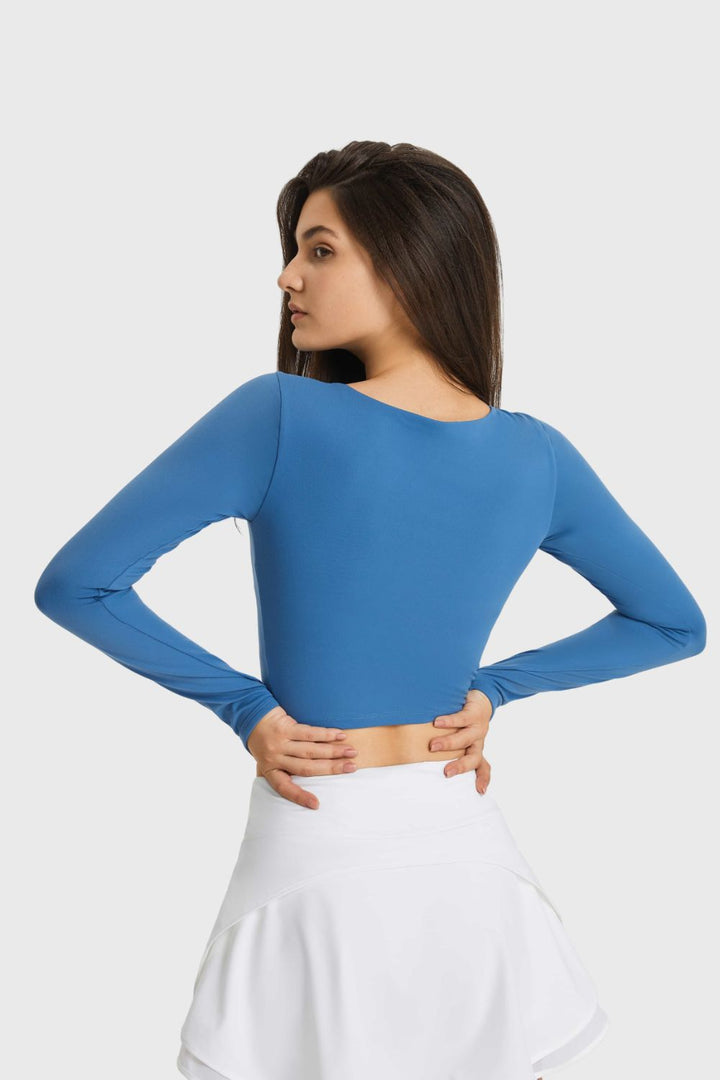 Millennia Cutout Long Sleeve Cropped Sports Top - cas7m