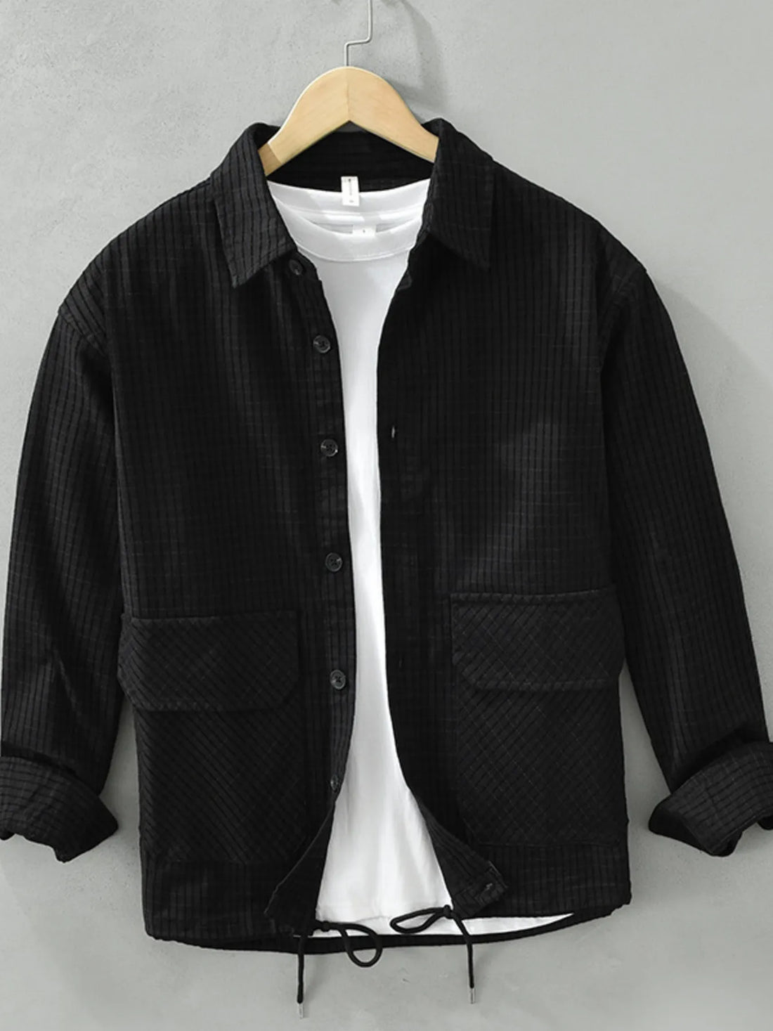 Men's Plus Size Button Up Long Sleeve Shirt - cas7m