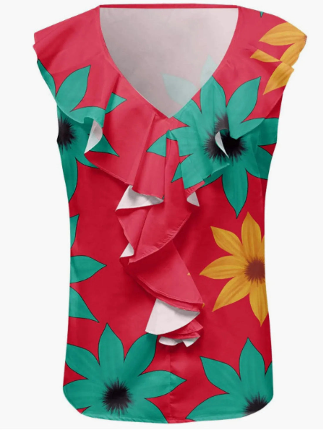 Printed V-Neck Tank - cas7m