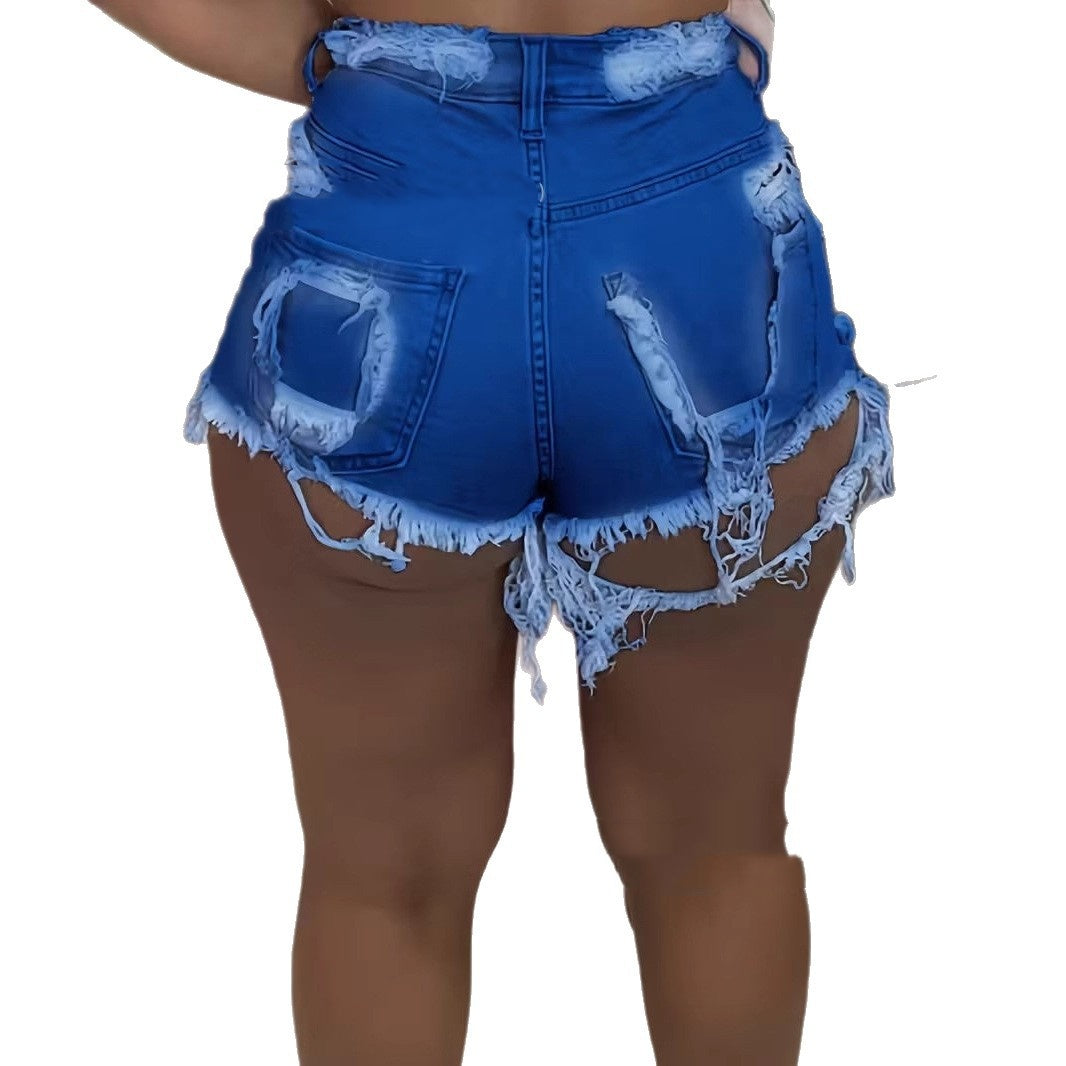 Summer Womens Denim Lift Shorts Simple Style - cas7m