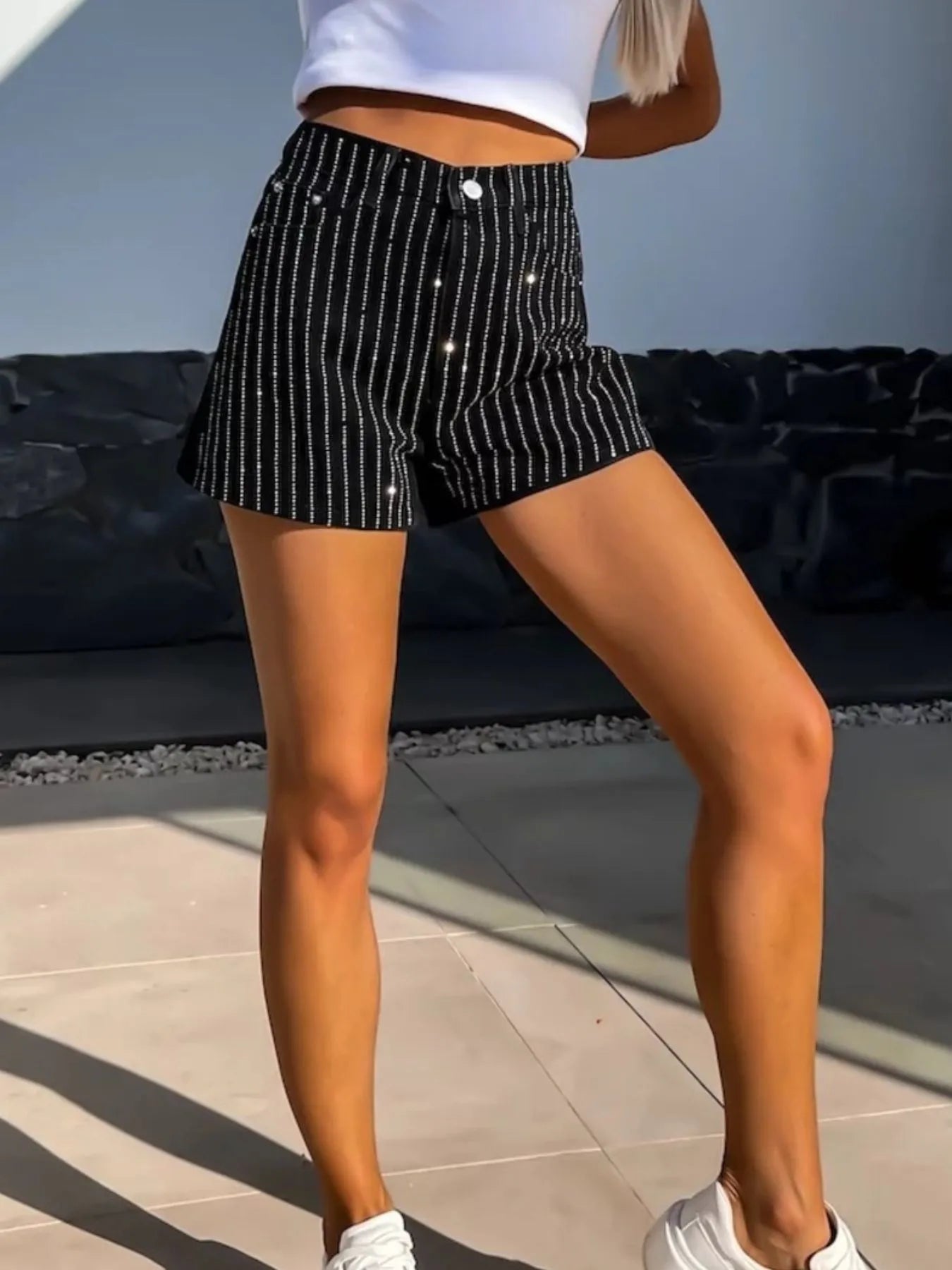 High Waist Wash Denim Shorts - cas7m