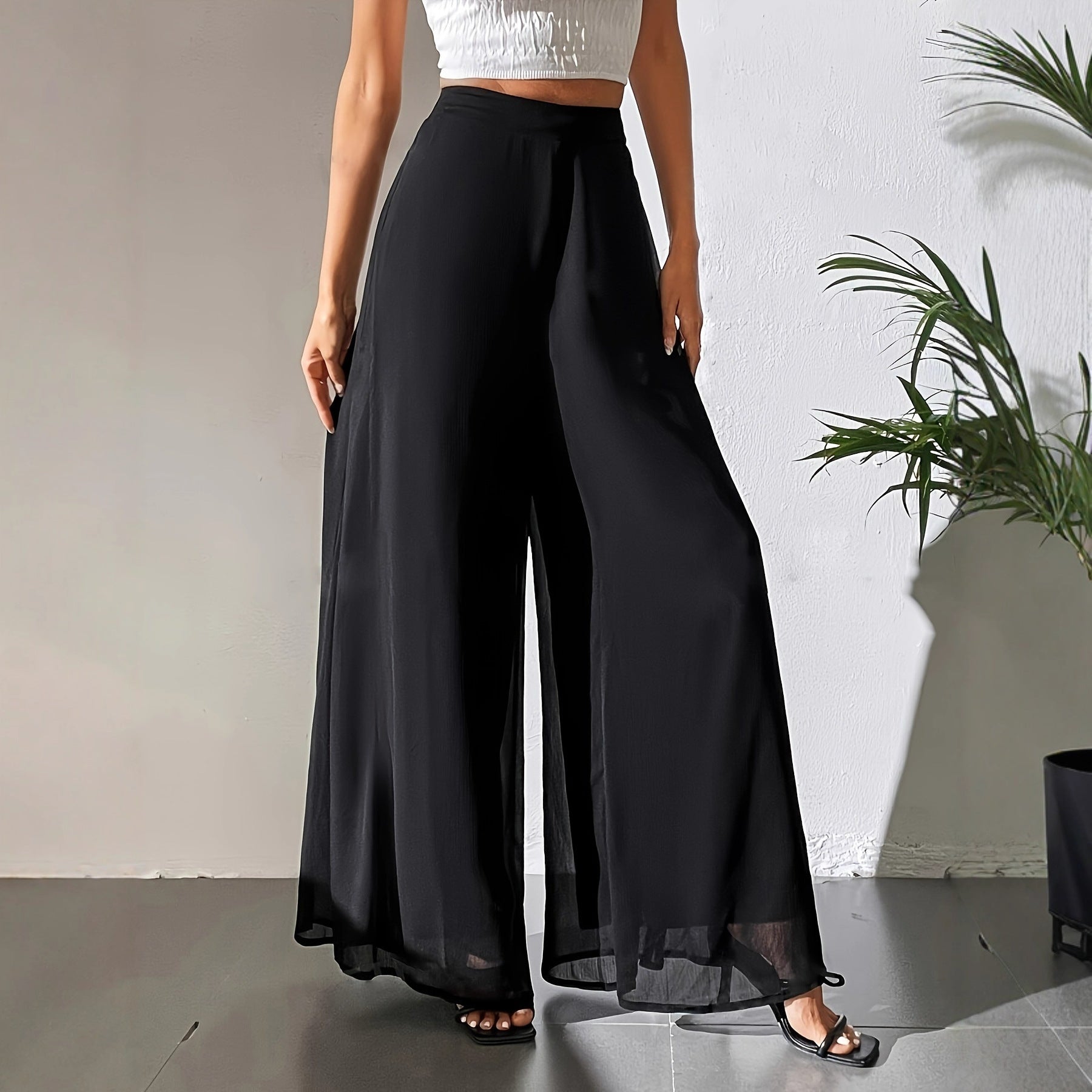Casual Chiffon Wide-leg Pants Loose Trousers - cas7m