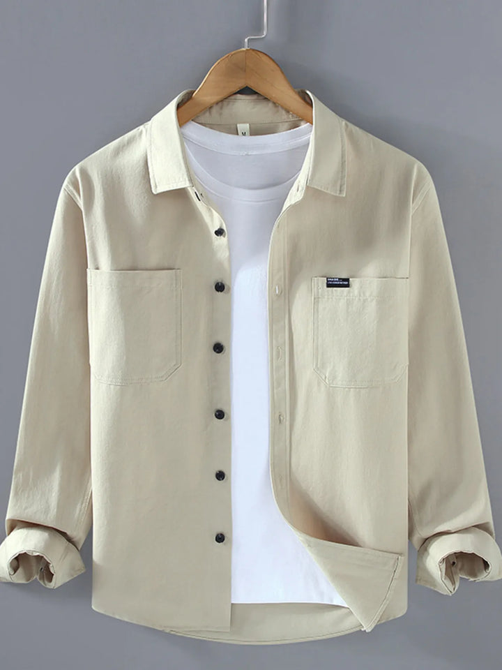 Men's Plus Size Button Up Long Sleeve Shirt - cas7m