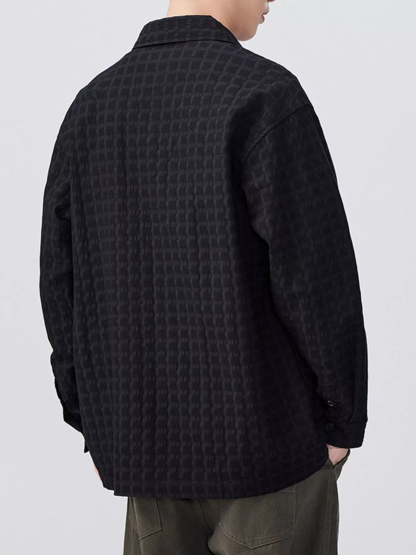 Men's Plus Size Button Up Long Sleeve Shirt - cas7m