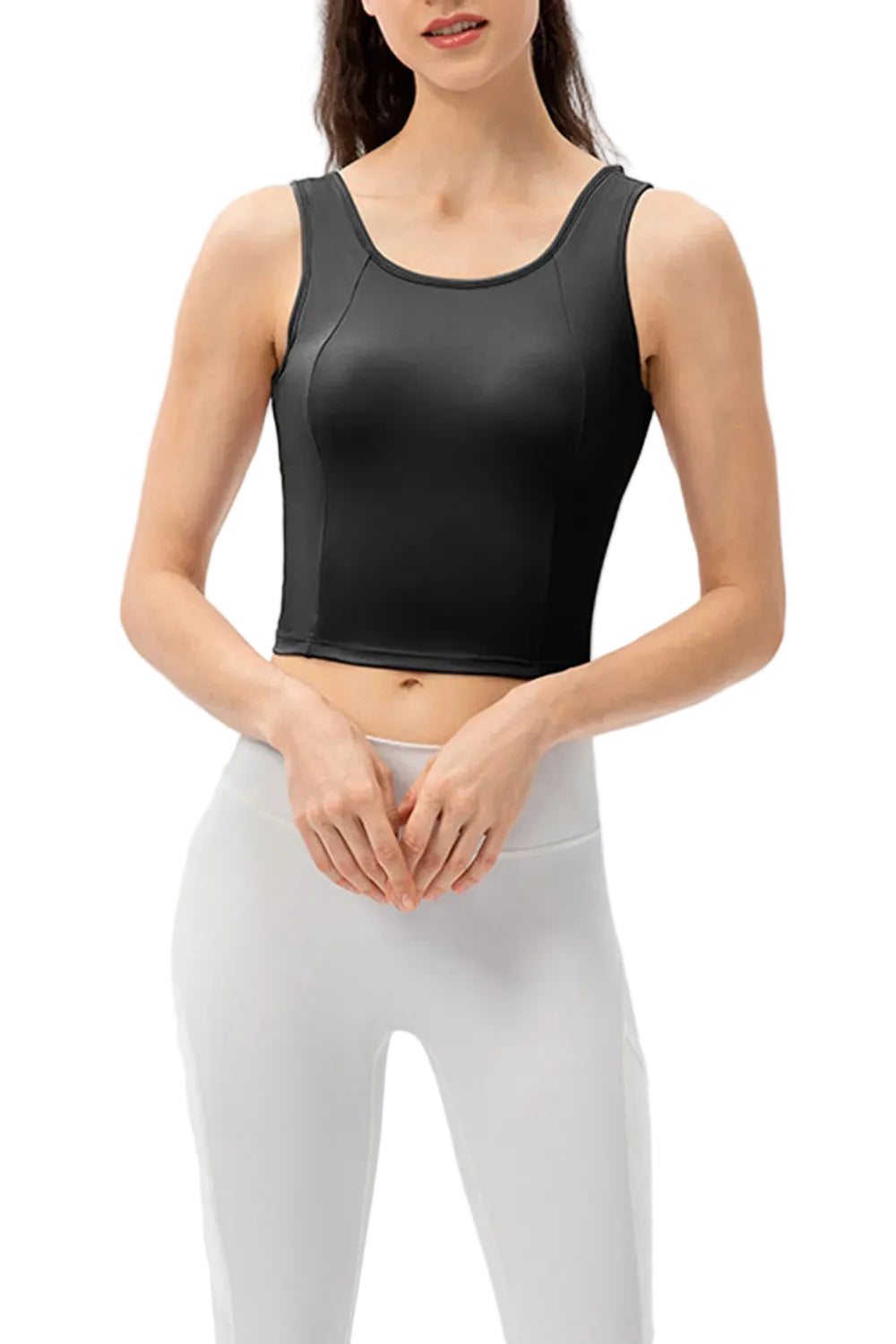 Round Neck Wide Strap Active Tank - cas7m