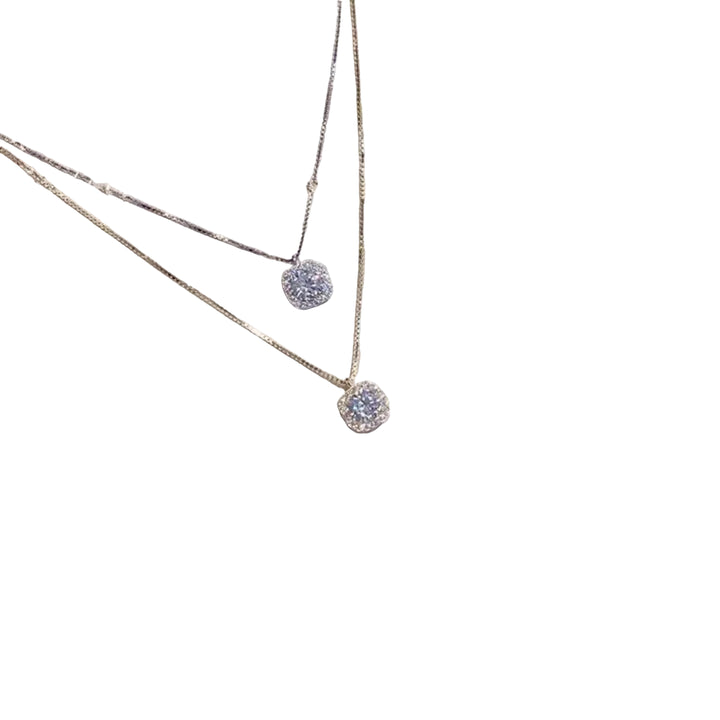 925 Sterling Silver Zircon Pendant Necklace - cas7m