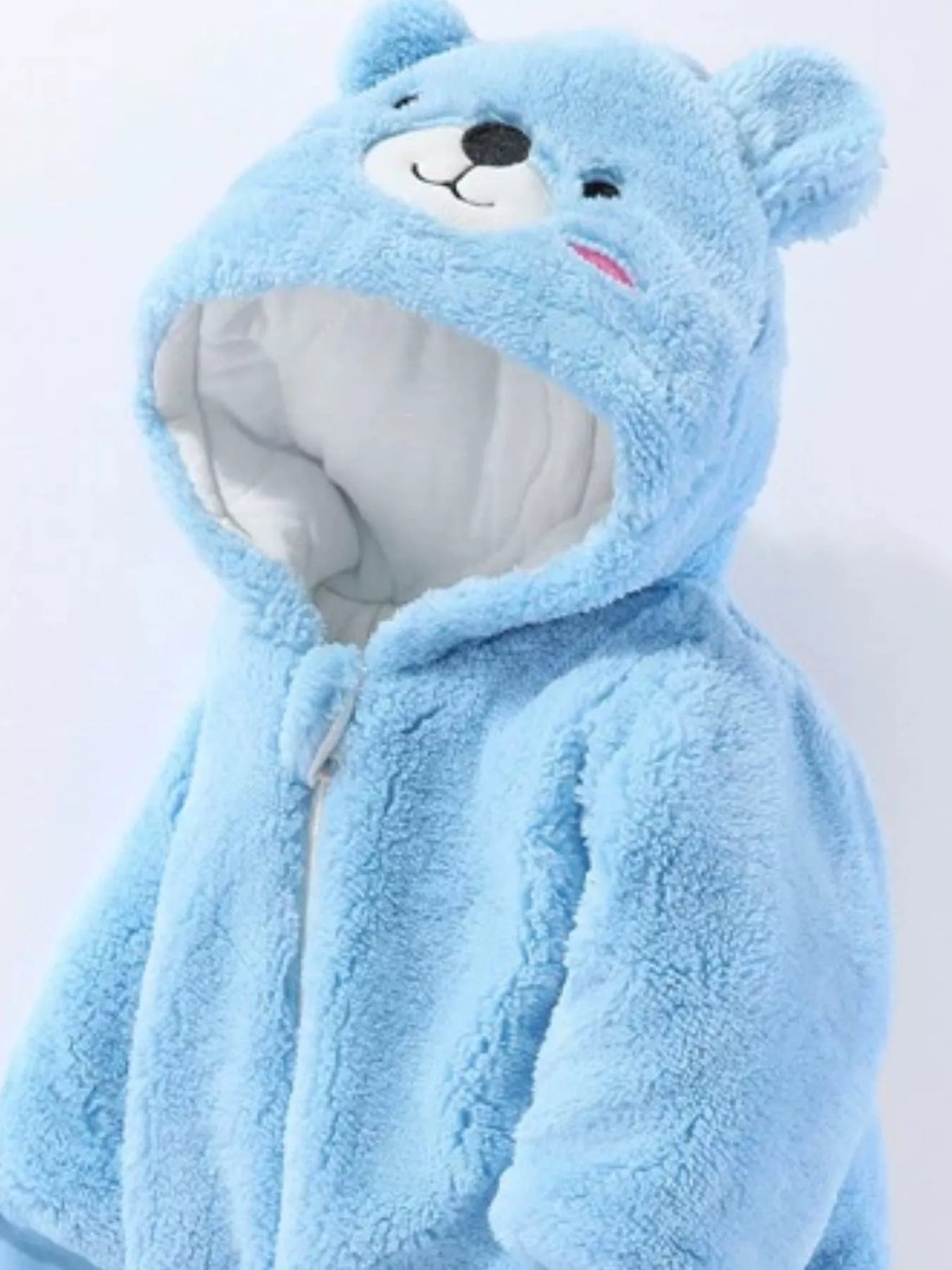 Children's Cozy Bear Hooded Fleece One-Piece - cas7m