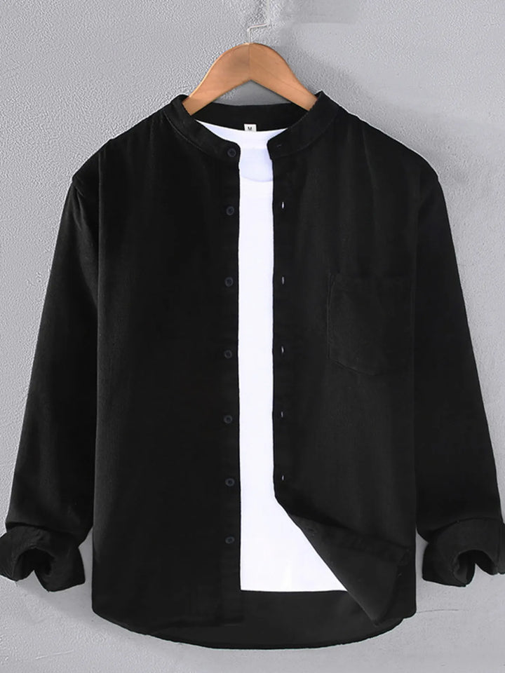 Men's Plus Size Button Up Long Sleeve Shirt - cas7m