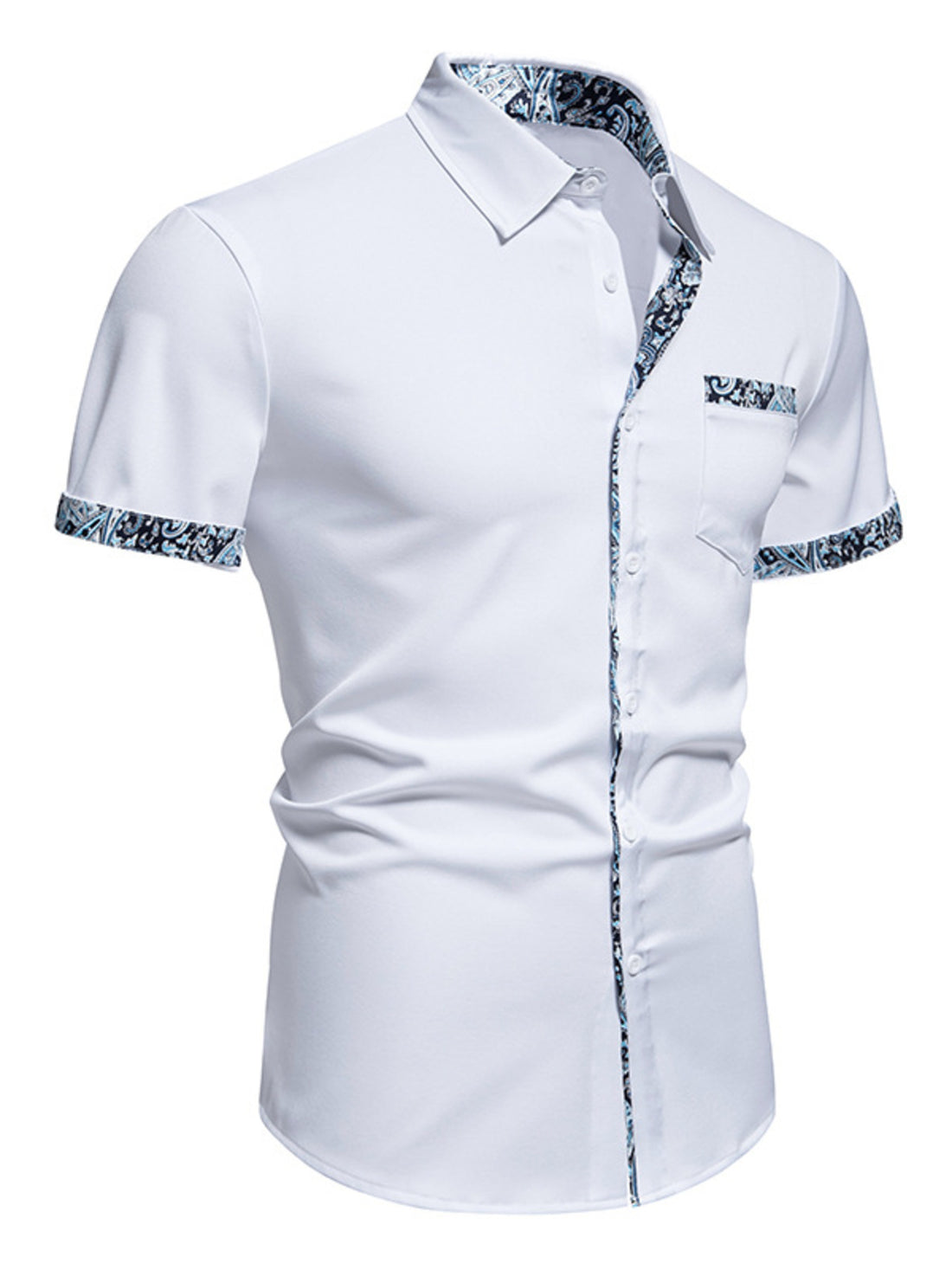Men's Button Up Short Sleeve Shirt - cas7m