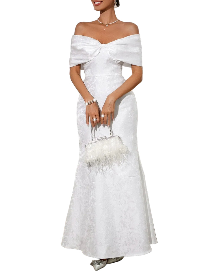 Bow Off-Shoulder Maxi Dress - cas7m