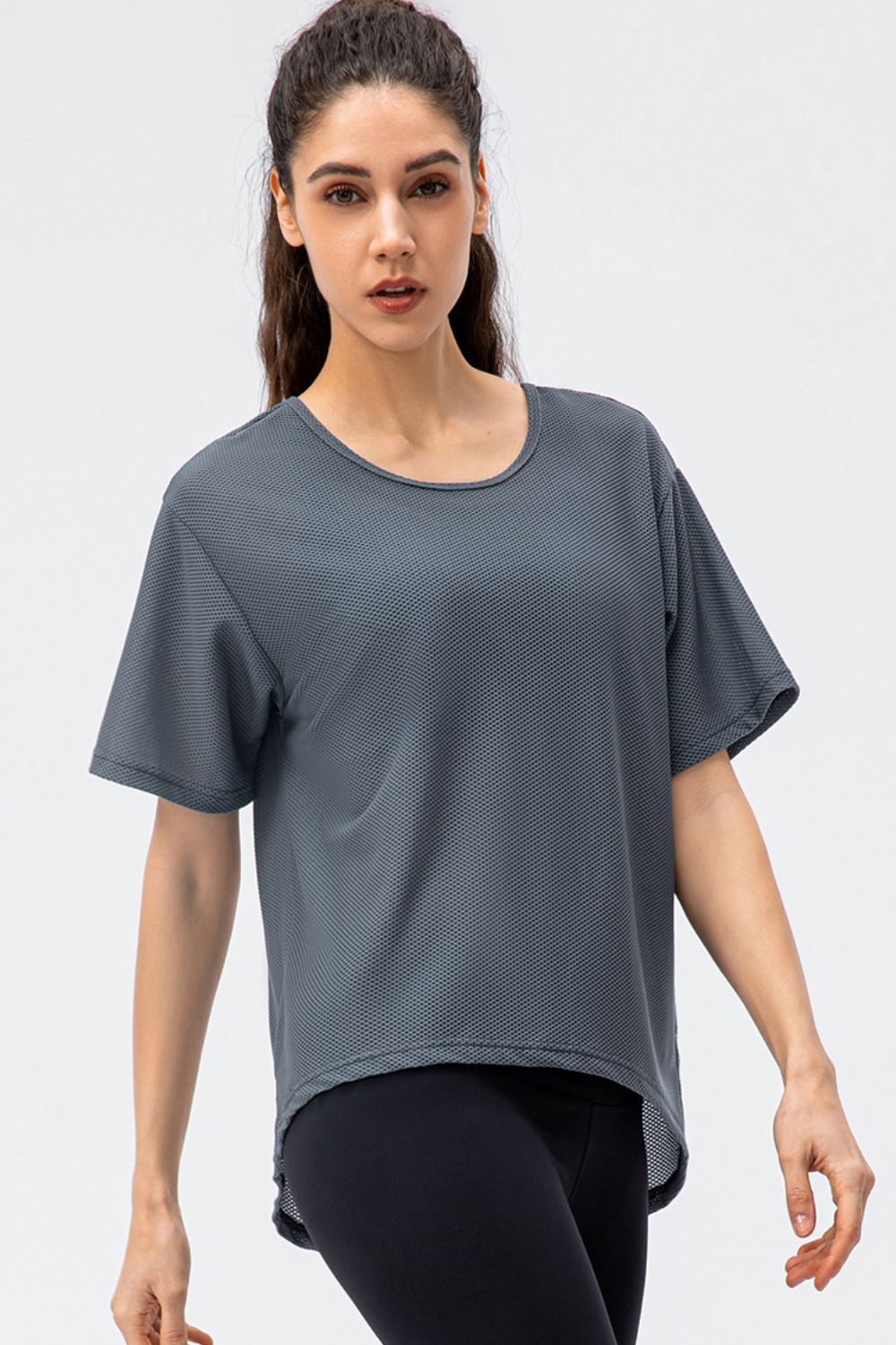 Round Neck Short Sleeve Active Tee - cas7m