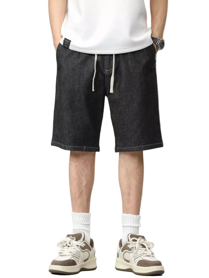 Men's Plus Size Drawstring Denim Shorts - cas7m