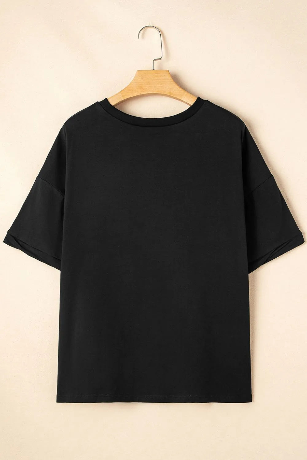 Sequin Strawberry High Low Half Sleeve Relaxed Fit T-Shirt - cas7m