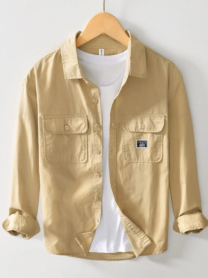 Men's Plus Size Button Up Long Sleeve Shirt - cas7m