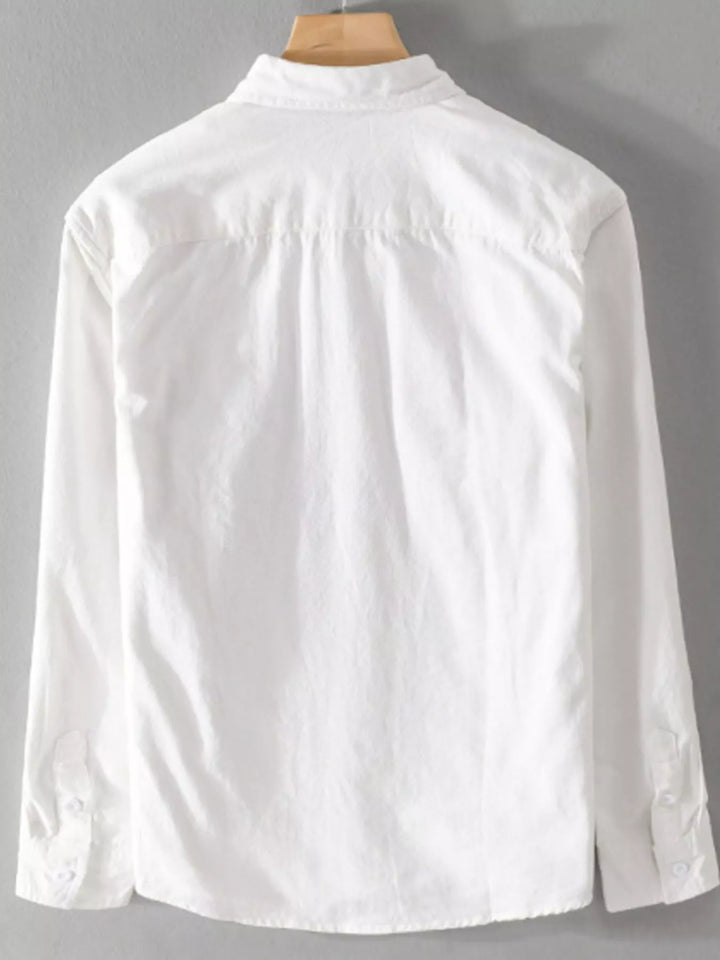 Men's Plus Size Button Up Long Sleeve Shirt - cas7m
