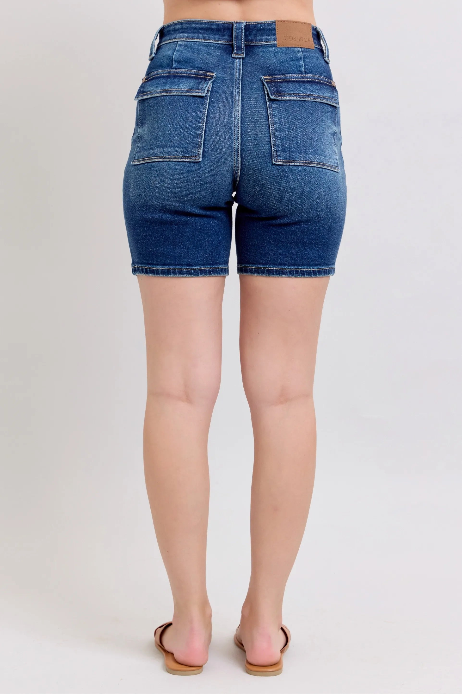 Judy Blue Full Size High Waist Bermudas Jeans W/ Back Flap Pockets Plus Size - cas7m