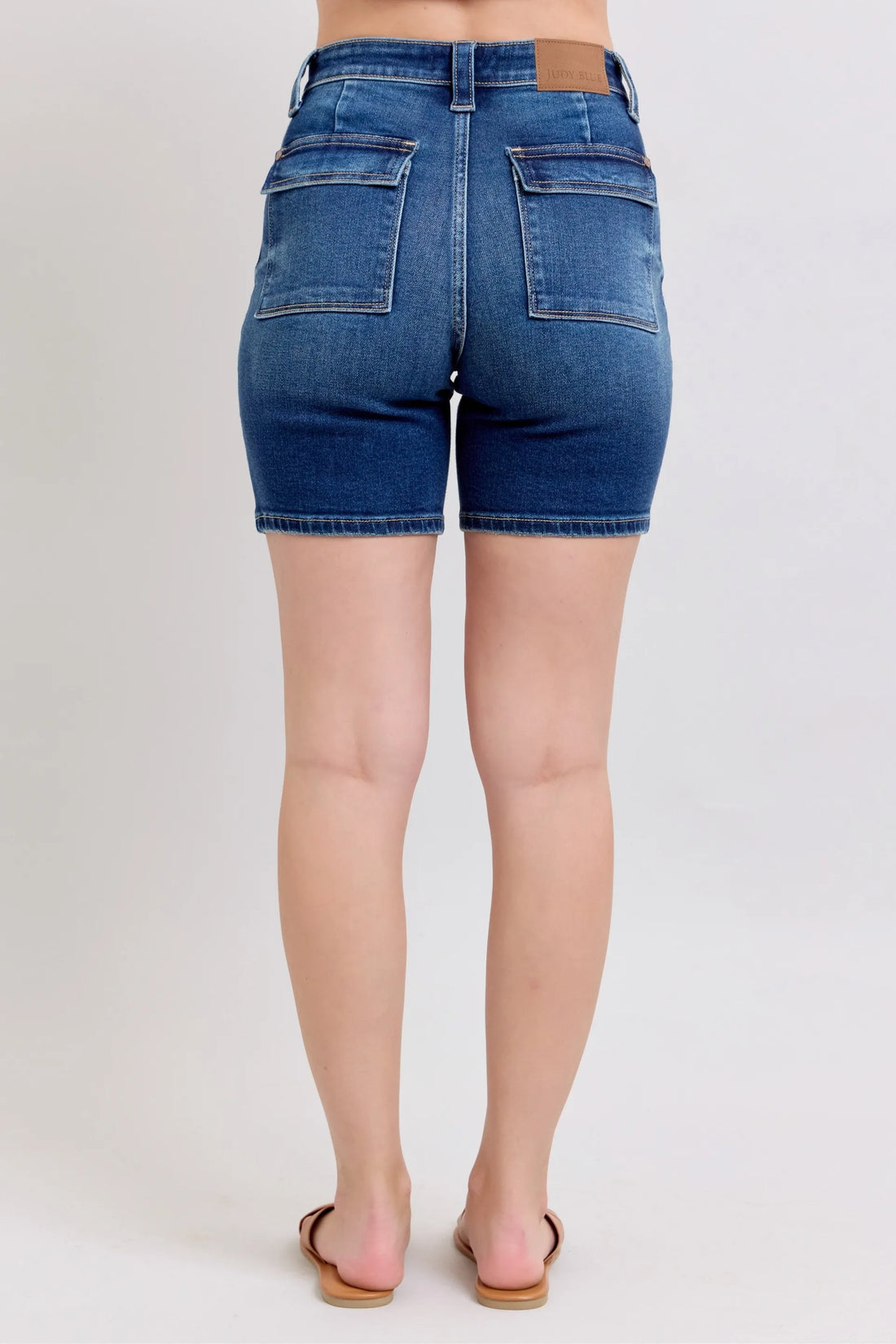 Judy Blue Full Size High Waist Bermudas Jeans W/ Back Flap Pockets Plus Size - cas7m