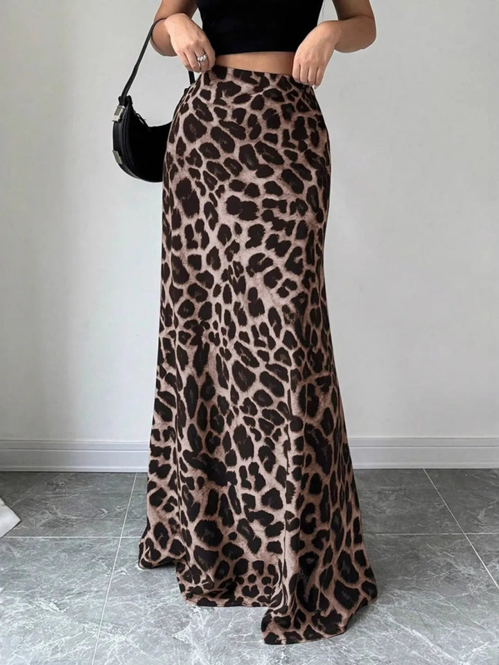 Leopard Print High-Waisted Maxi Skirt - cas7m