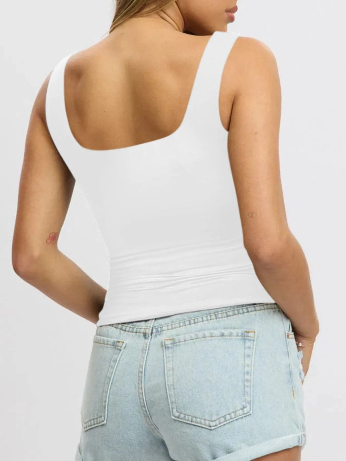 Square Neck Wide Strap Tank - cas7m