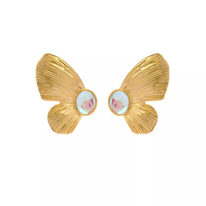 18K Gold-Plated  Butterfly Wing Earrings - cas7m