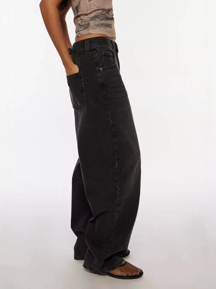 Vintage Wash Wide Leg Jeans - cas7m