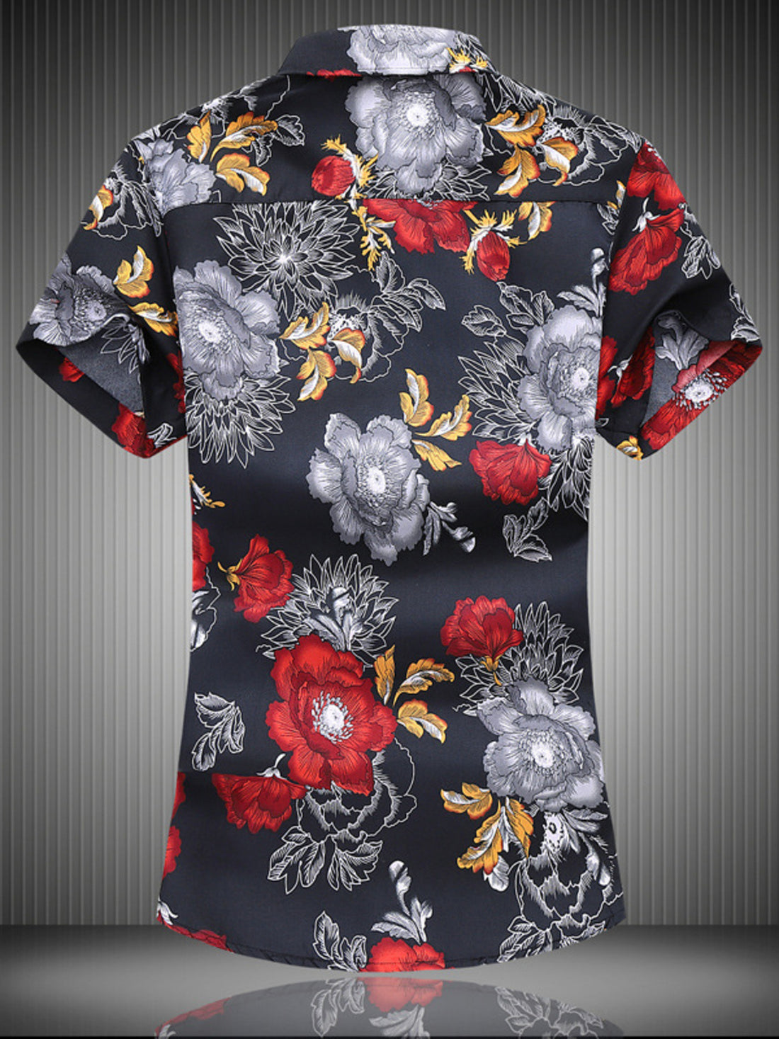 Men's Plus Size Floral Print Short Sleeve Casual Shirt - cas7m