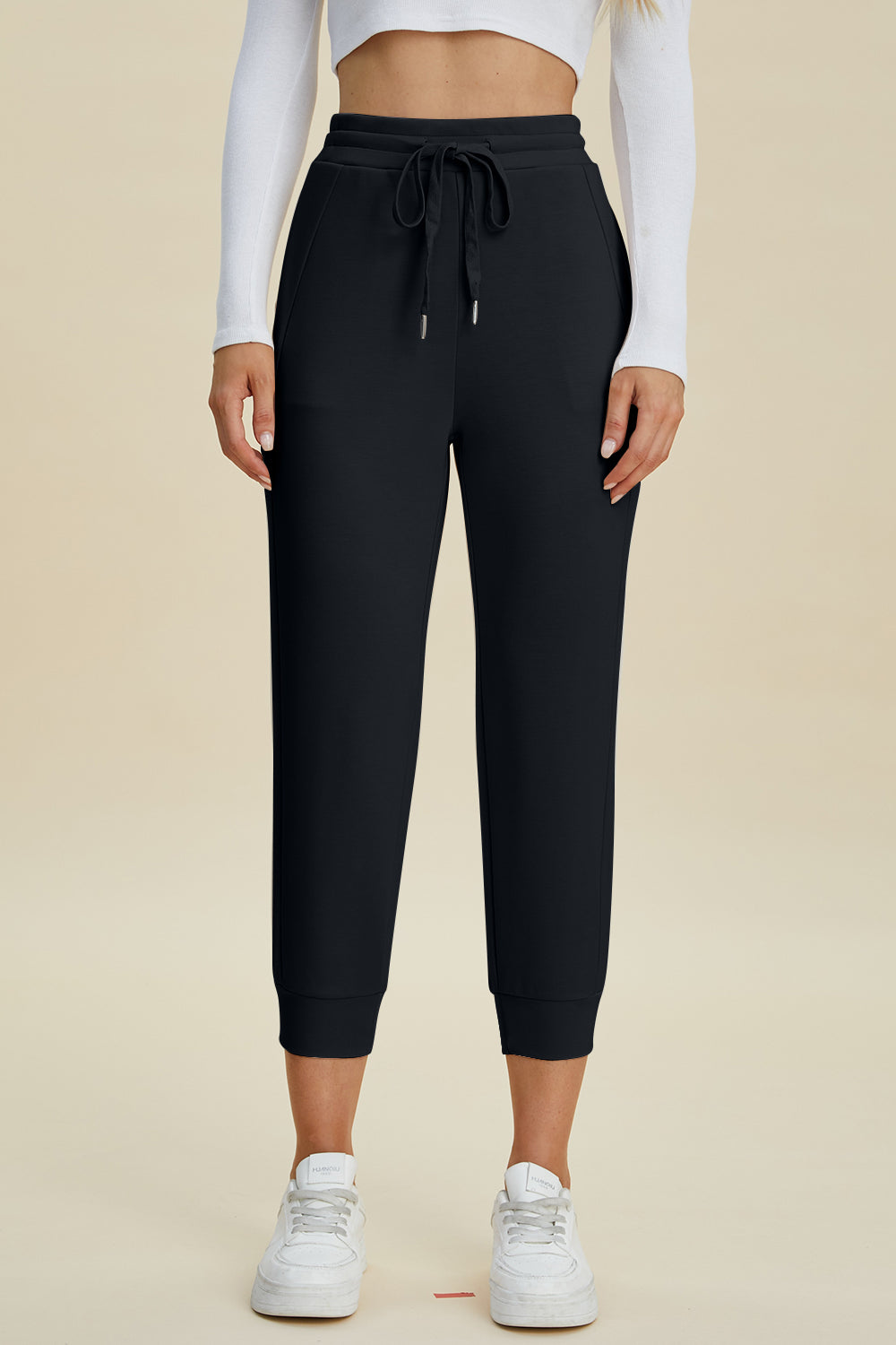 Basic Bae Full Size Air Scuba Drawstring High Waist Cropped Pants - cas7m