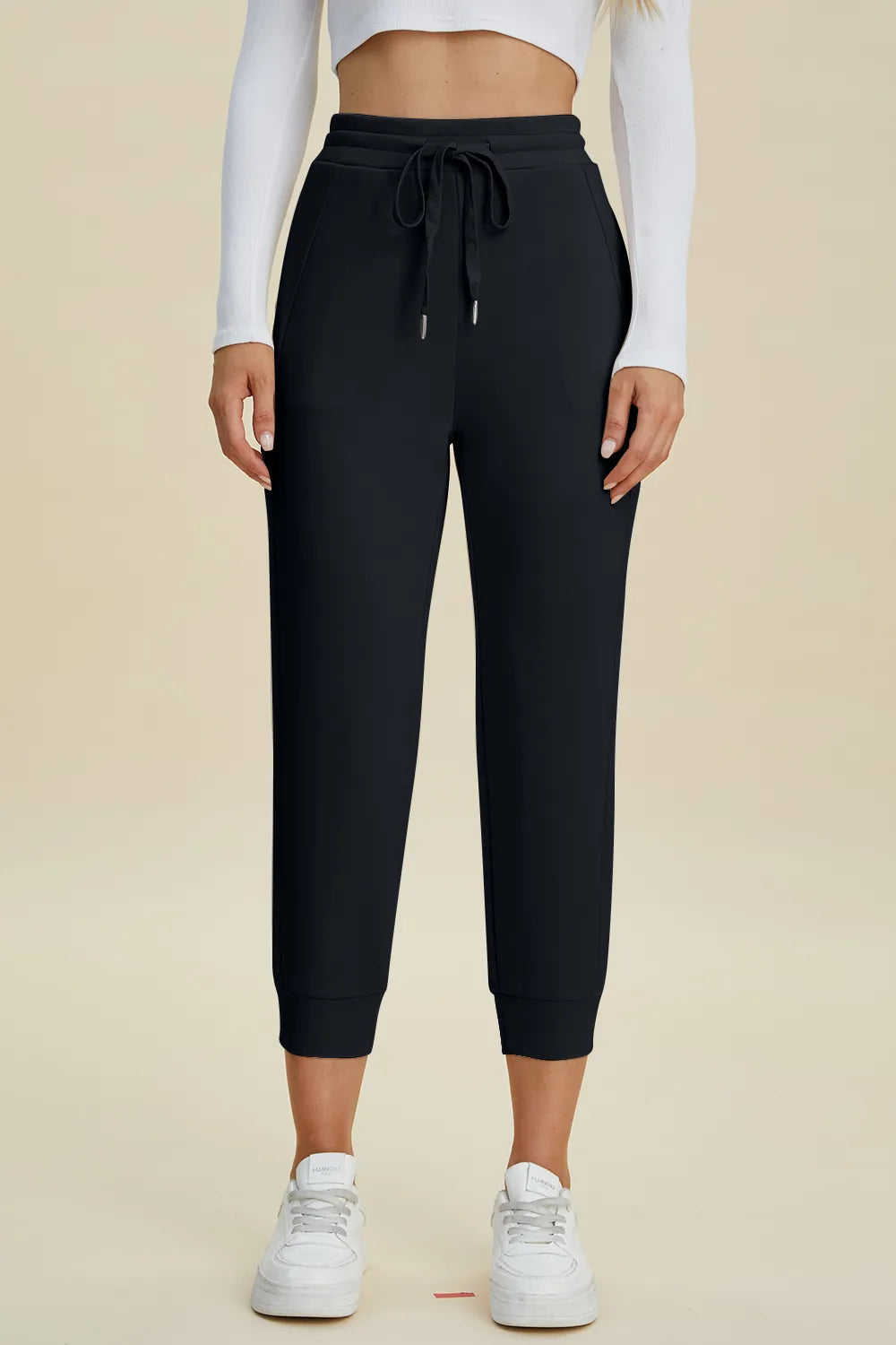 Basic Bae Full Size Air Scuba Drawstring High Waist Cropped Pants - cas7m