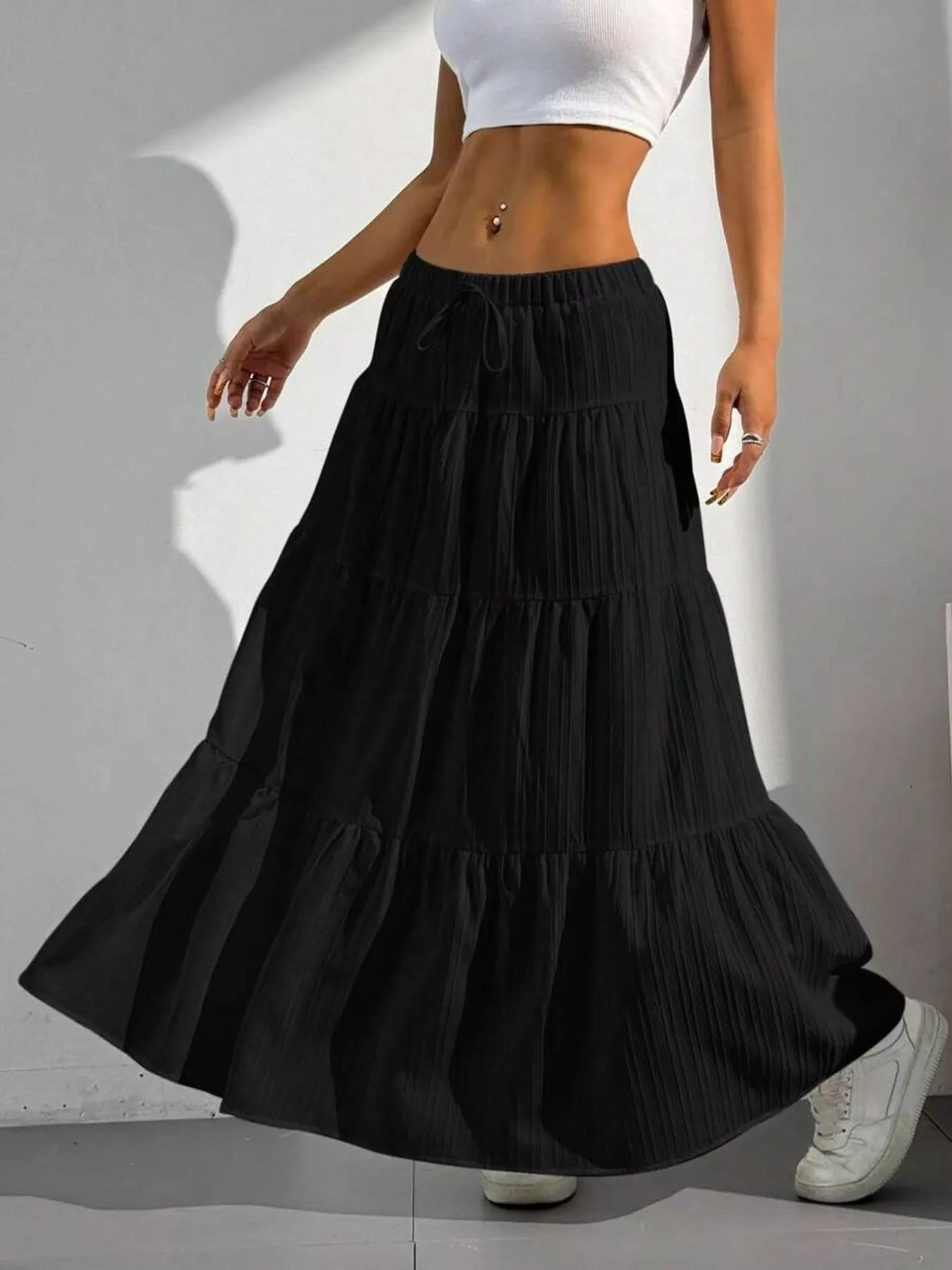 Flowy Tiered Maxi Skirt - cas7m