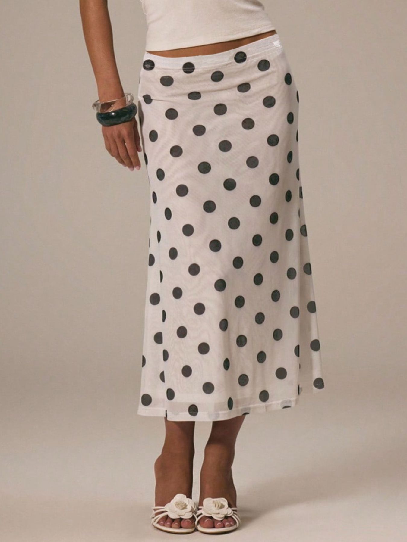 Polka Dot Midi Skirt - cas7m