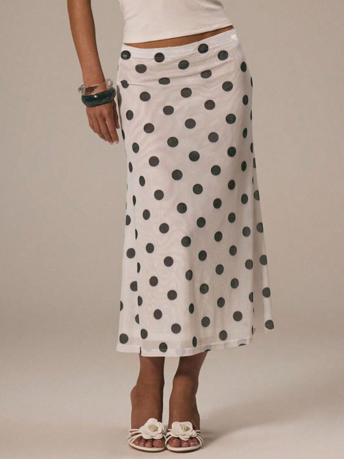 Polka Dot Midi Skirt - cas7m