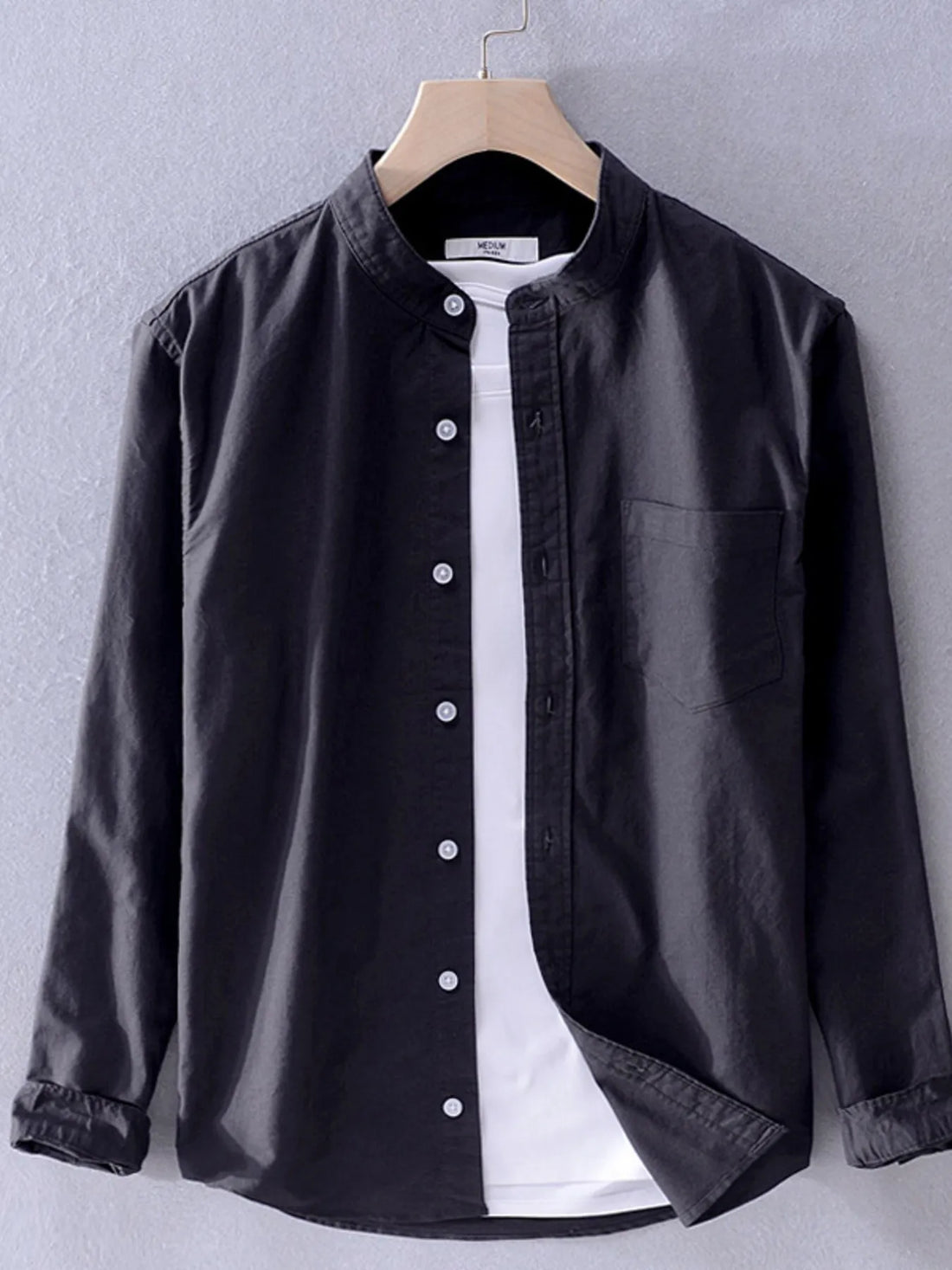 Men's Plus Size Button Up Long Sleeve Shirt - cas7m