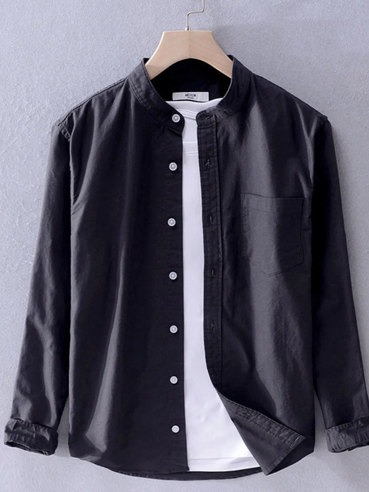 Men's Plus Size Button Up Long Sleeve Shirt - cas7m