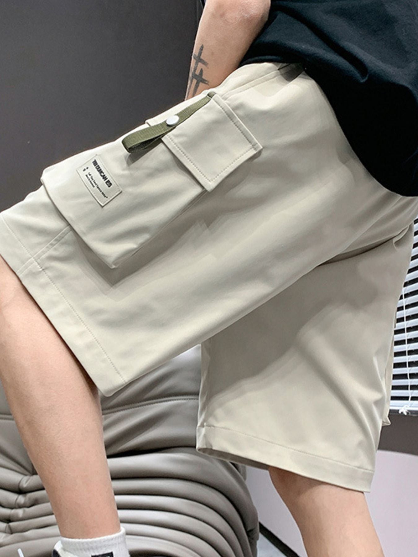 Men's Plus Size Casual Cargo Shorts with Drawstring - cas7m