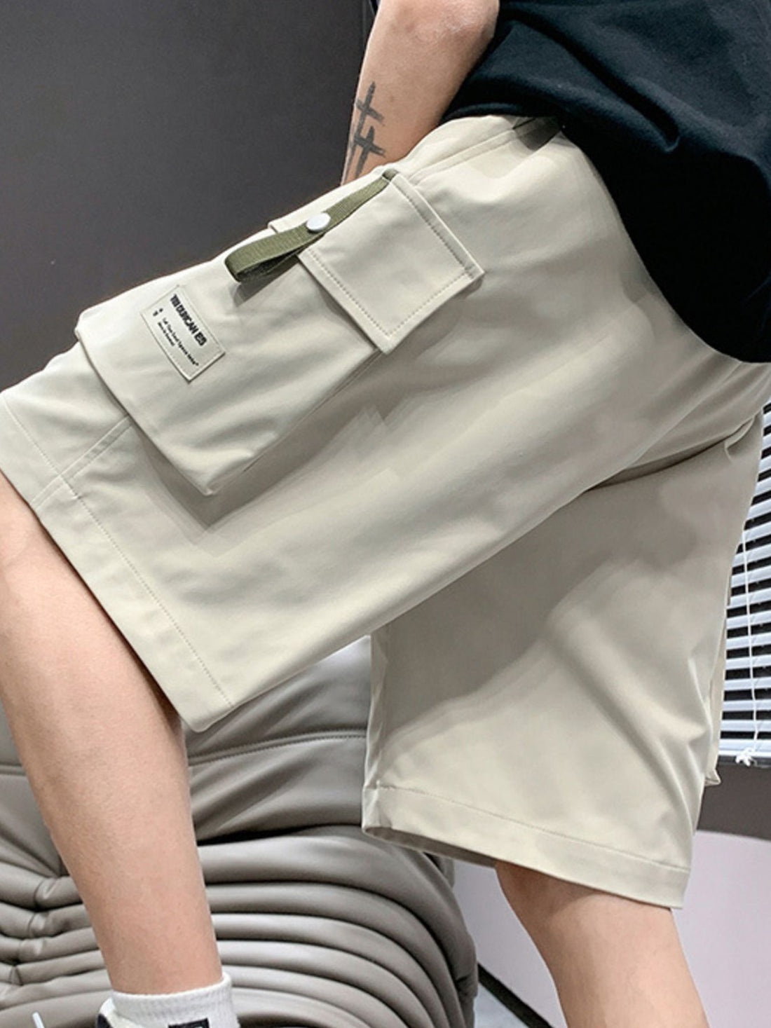 Men's Plus Size Casual Cargo Shorts with Drawstring - cas7m