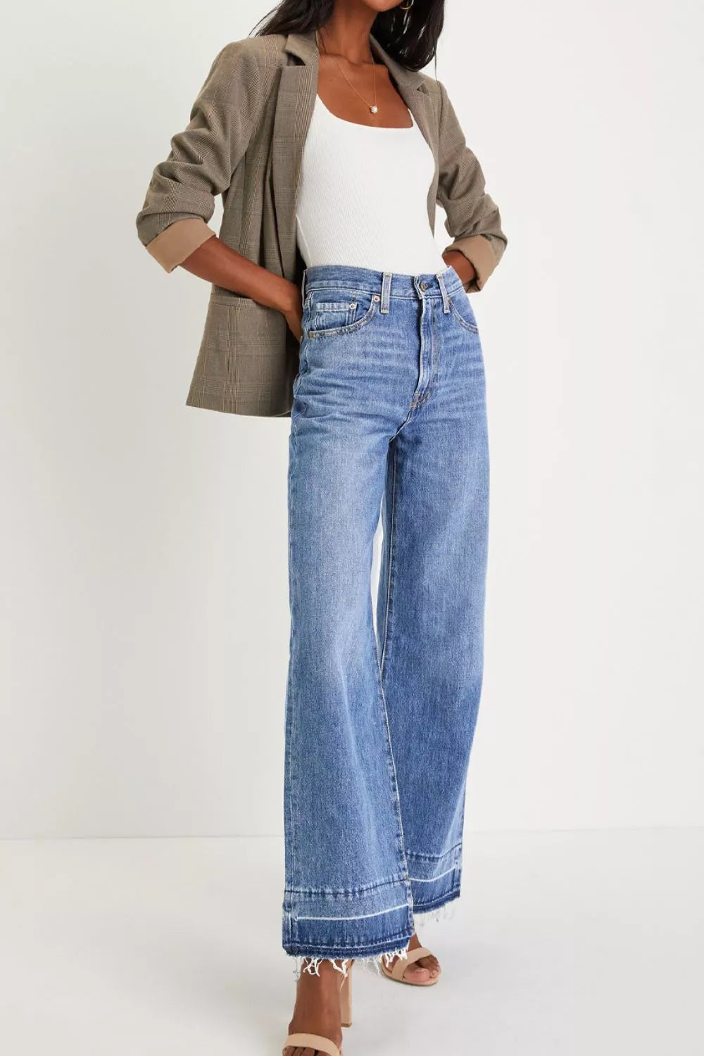 Wide Leg High Waist Jeans - cas7m
