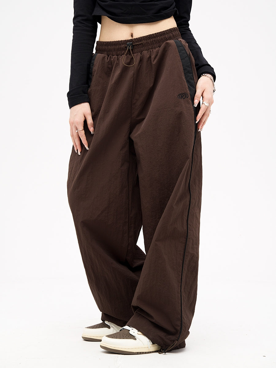 American Vintage Casual Wide Leg Pants Drop Black Sweatpants - cas7m