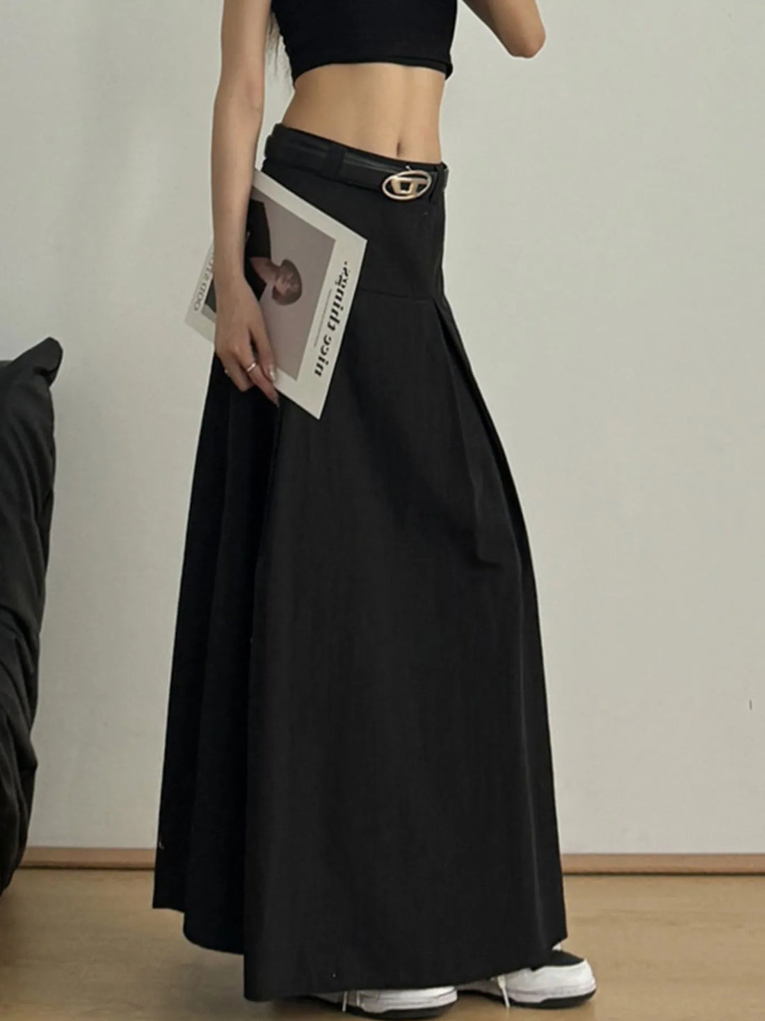 High Waist A-Line Maxi Skirt - cas7m