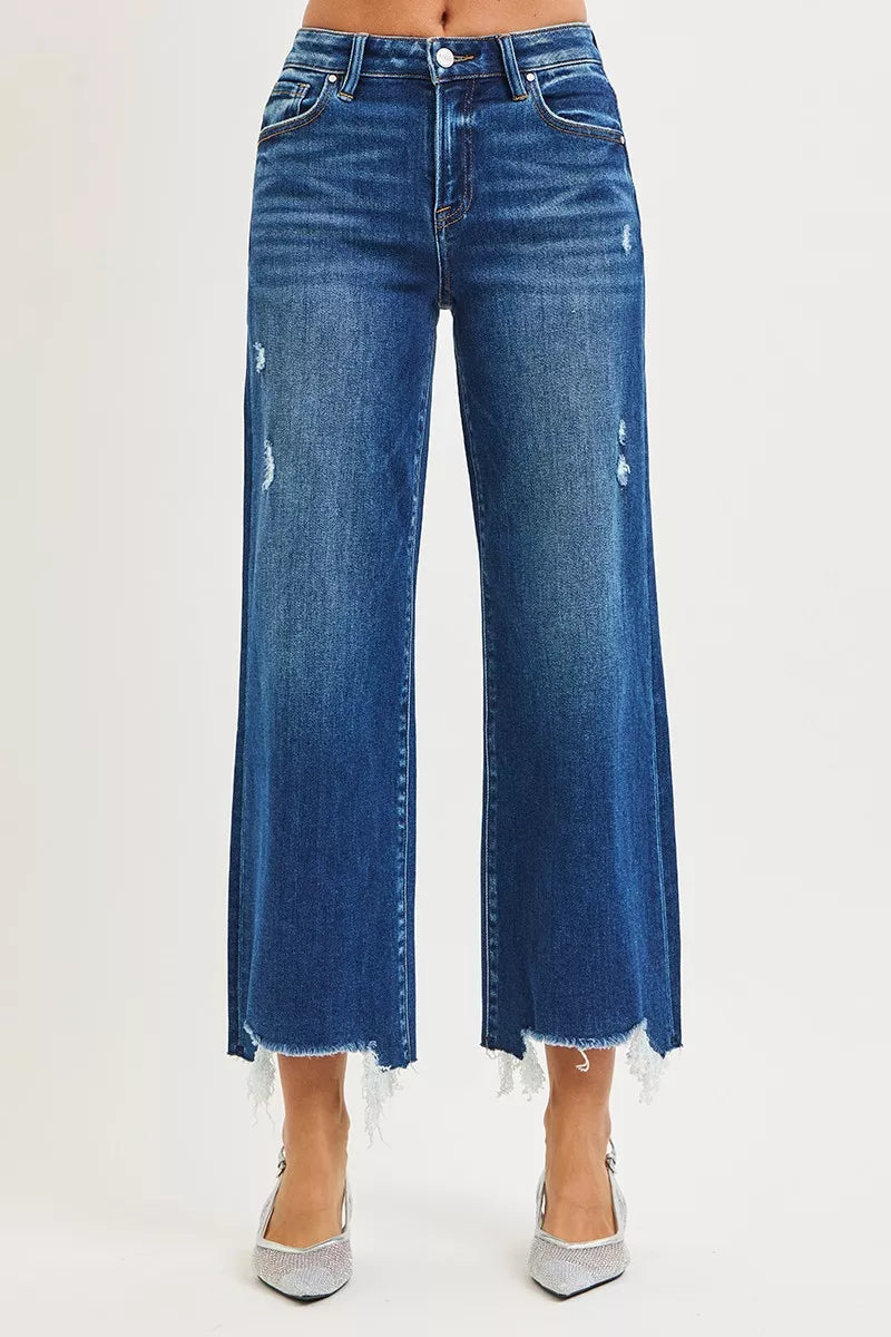 RISEN High Rise Crop Wide Leg Jeans - cas7m