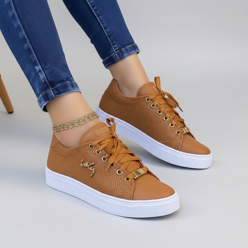 Women Flat Sneakers Breathable Lace-up Shoes For Girls - cas7m