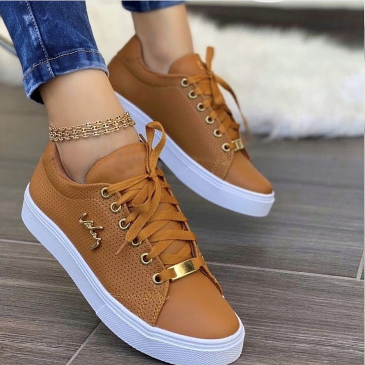 Women Flat Sneakers Breathable Lace-up Shoes For Girls - cas7m