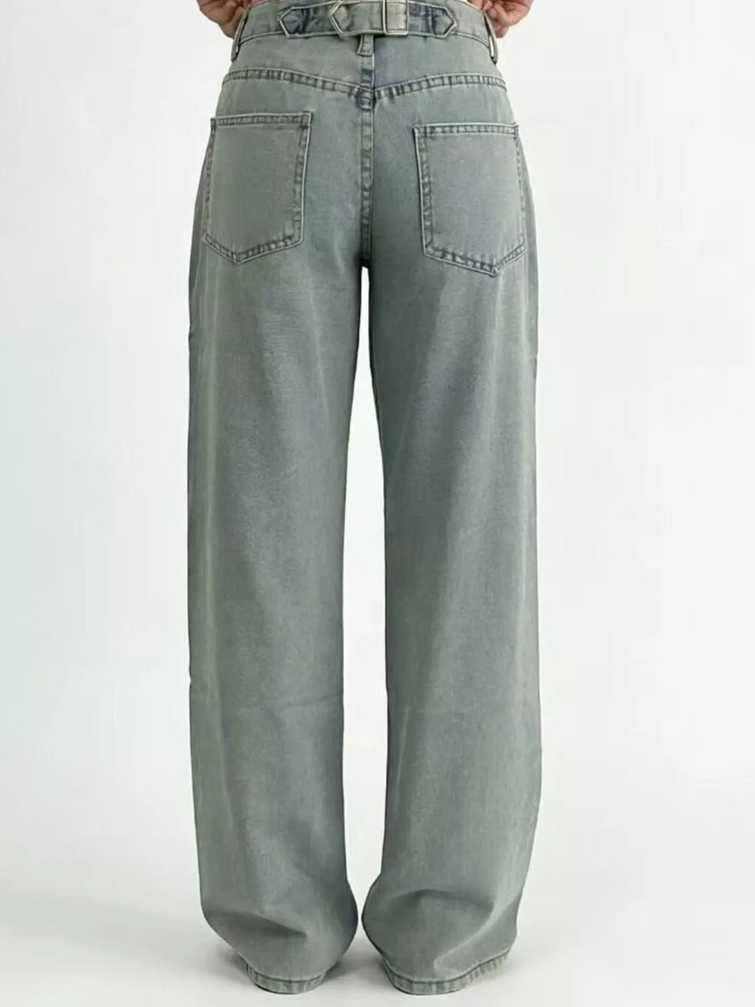 Wide Leg Washed Jeans - cas7m