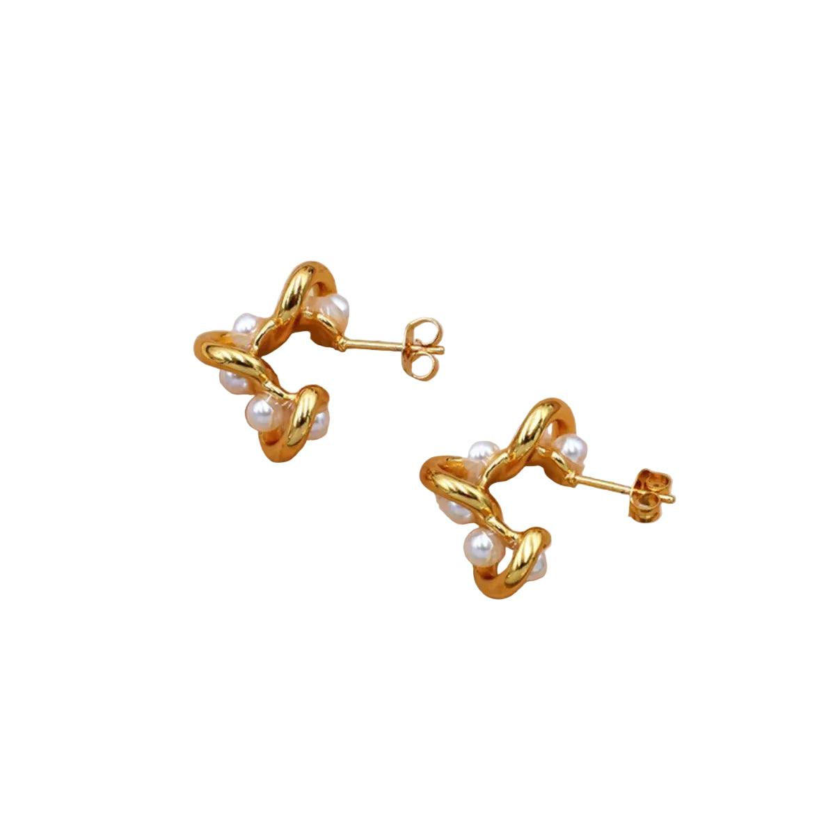 18K Gold-Plated Pearl Earrings - cas7m