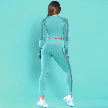 Yoga Outfit Set with Seamless Butt-Lifting Leggings - cas7m