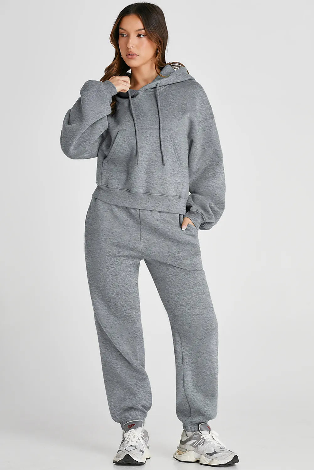 Dropped Shoulder Hooded Top and Pants Active Set - cas7m